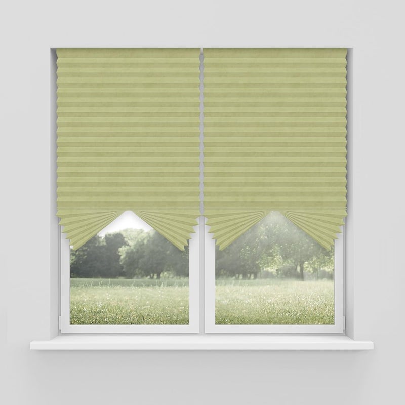 Foiresoft No Tools Pleated Fabric Shades, Temporary Window Blinds, No Drilling Self Adhesive Blinds, Easy to Cut and Install, Trim at Home, Cordless Blackout Butter_Ivory, 35in X 94in, 2Pack - Image 1
